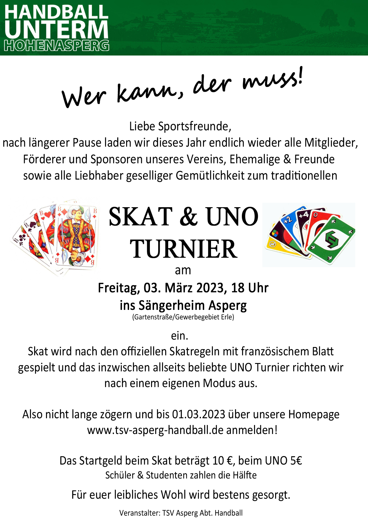 Skat- und UNO-Turnier 2023 im Sängerheim Asperg